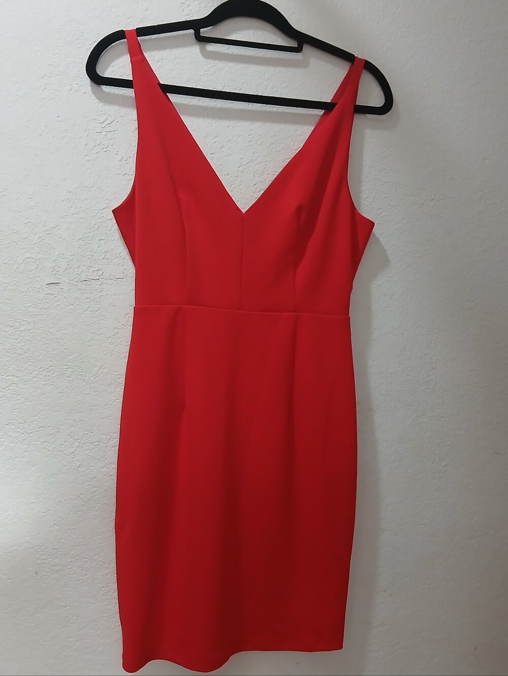 Lulu's New Red V-Neck Midi Sheath Dress
